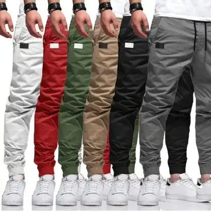 New Cargo Pants Men's Loose Straight Oversize Clothing Solid Grey Versatile Work Wear Black Joggers Cotton Casual Male Trousers